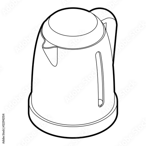 Electric kettle icon in outline style on a white background vector illustration
