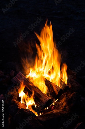 Flames of the night campfire.