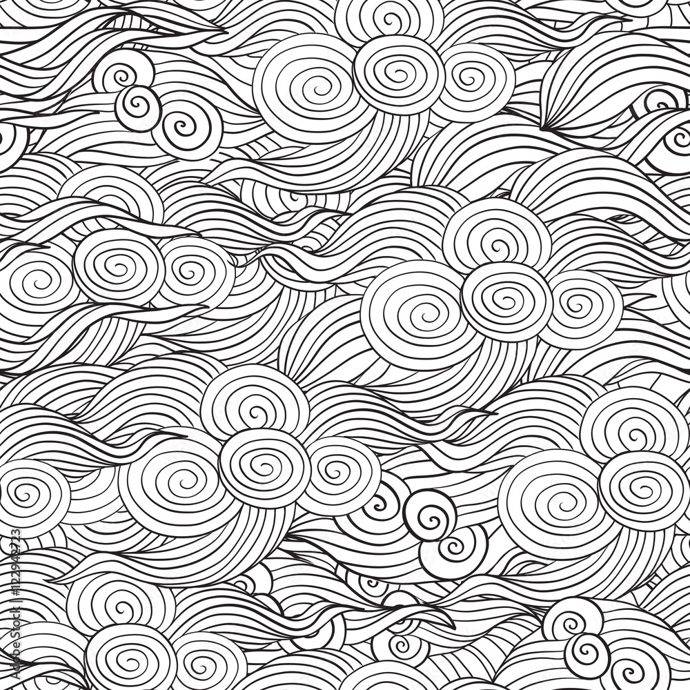 Asian Japanese tradition seamless pattern in white and black col Asian Japanese tradition seamless pattern in white and black col