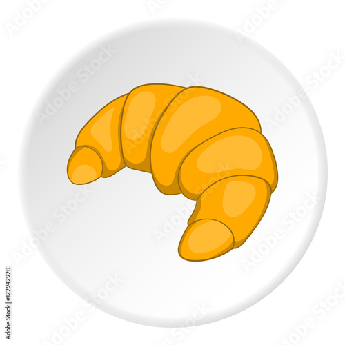 Croissant icon in cartoon style isolated on white circle background. Food symbol vector illustration