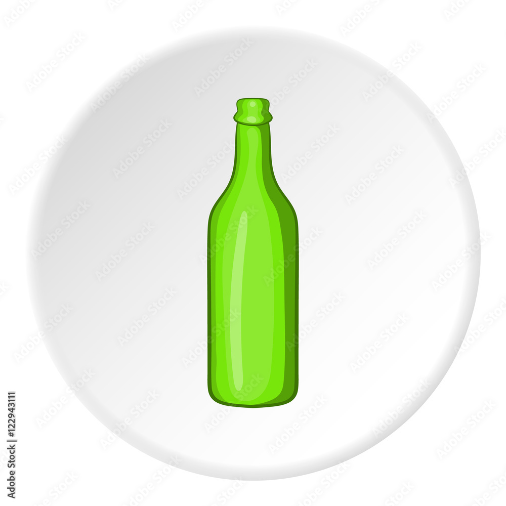 Beer bottle icon in cartoon style isolated on white circle background. Alcoholic beverage symbol vector illustration Beer bottle icon in cartoon style isolated on white circle background. Alcoholic beverage symbol vector illustration