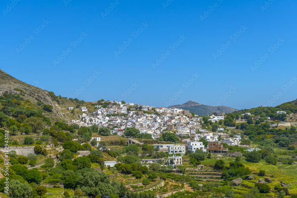 Obraz premium Panoramic view of Naxos countryside. Summer in Cyclades, Greece.
