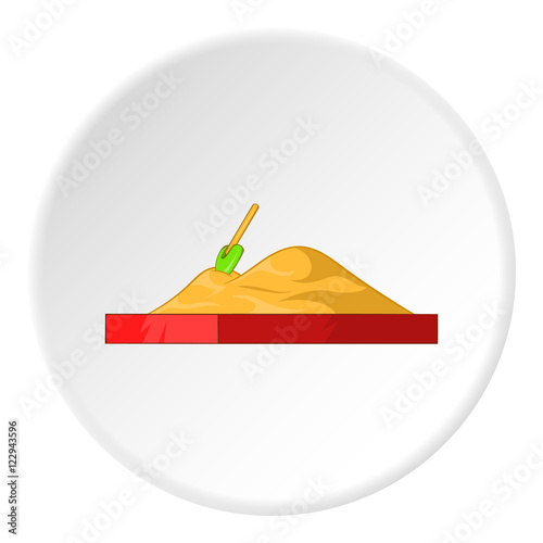 Childrens sandpit icon in cartoon style isolated on white circle background. Playground symbol vector illustration