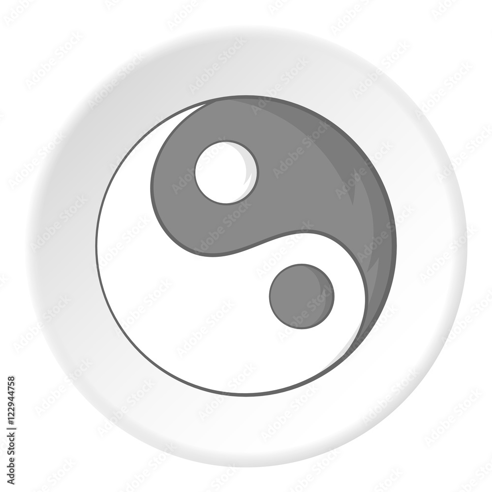 Sign yin yang icon in cartoon style isolated on white circle background. Religion symbol vector illustration Sign yin yang icon in cartoon style isolated on white circle background. Religion symbol vector illustration