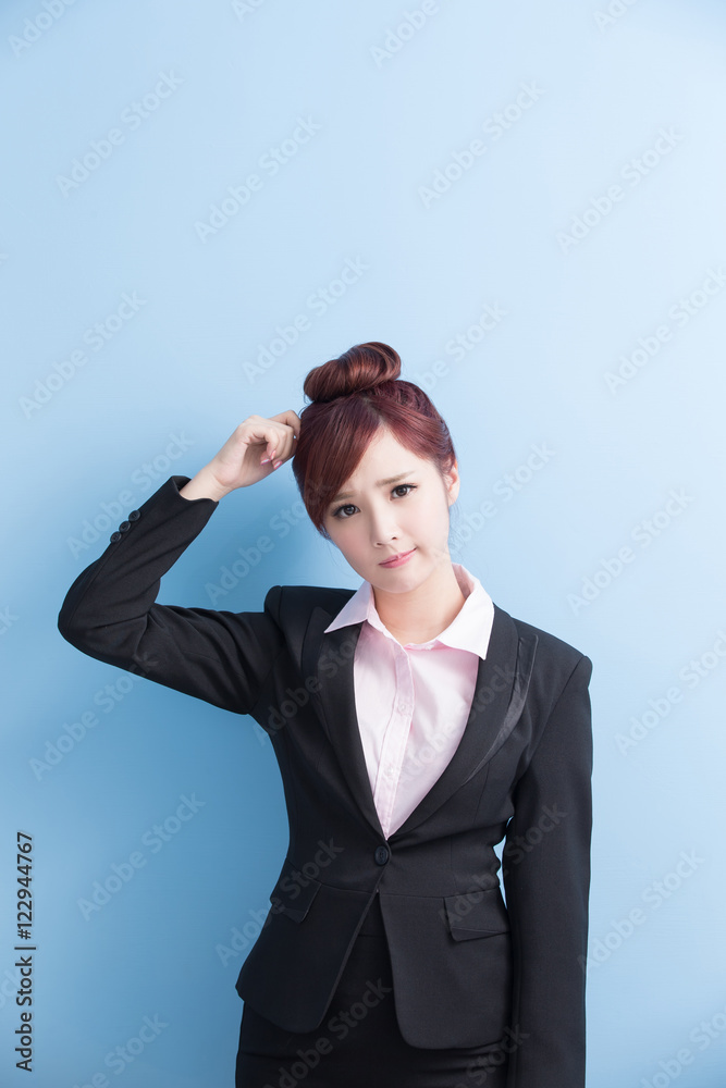 business woman is thinking something business woman is thinking something