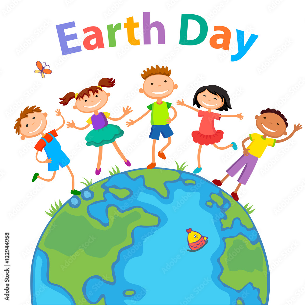 Globe kids. Children Earth day. Vector Stock Vector | Adobe Stock