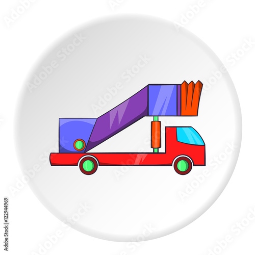 Passenger gangway icon in cartoon style isolated on white circle background. Transport symbol vector illustration