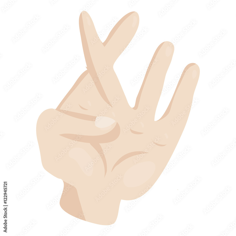 Hand with crossed fingers icon in cartoon style isolated on white background vector illustration Hand with crossed fingers icon in cartoon style isolated on white background vector illustration