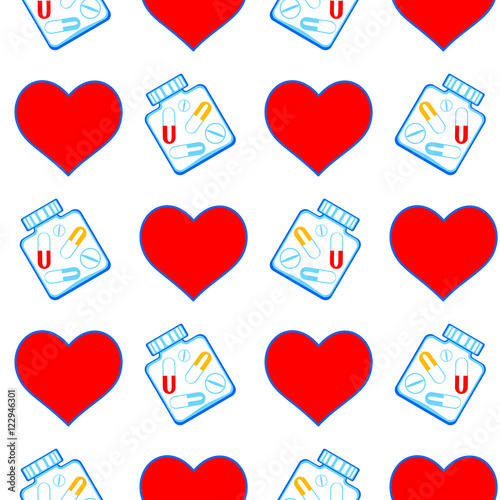 Heart and tablets pattern