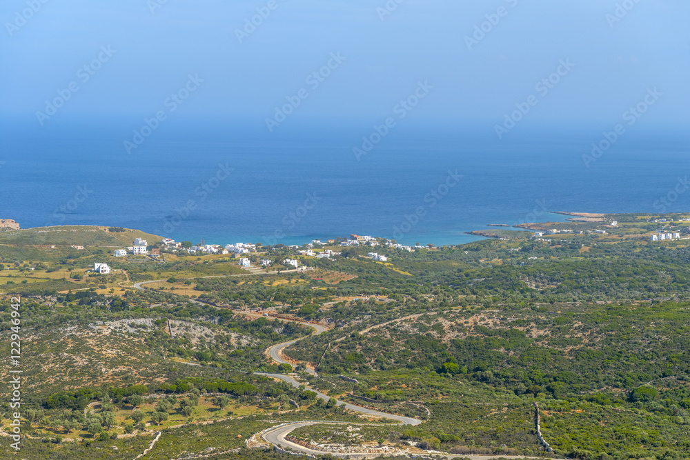 Panoramic view of Naxos countryside. Cyclades, Greece.