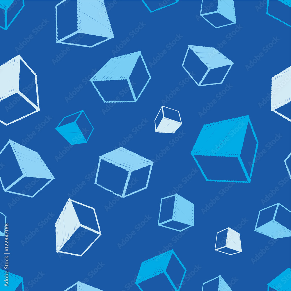 Hand drawn cubes abstract background, seamless pattern. Print. Repeating background. Cloth design, wallpaper. Hand drawn cubes abstract background, seamless pattern. Print. Repeating background. Cloth design, wallpaper.