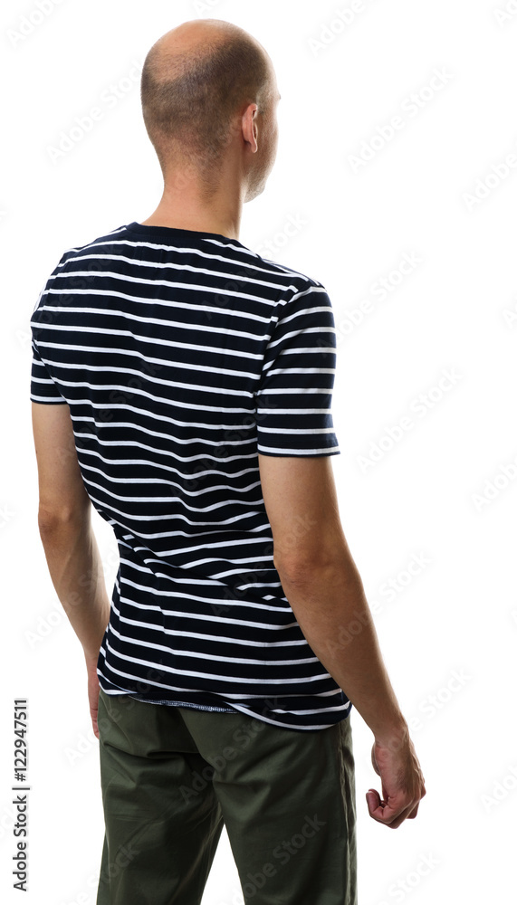 Back view of bald young man isolated Back view of bald young man isolated