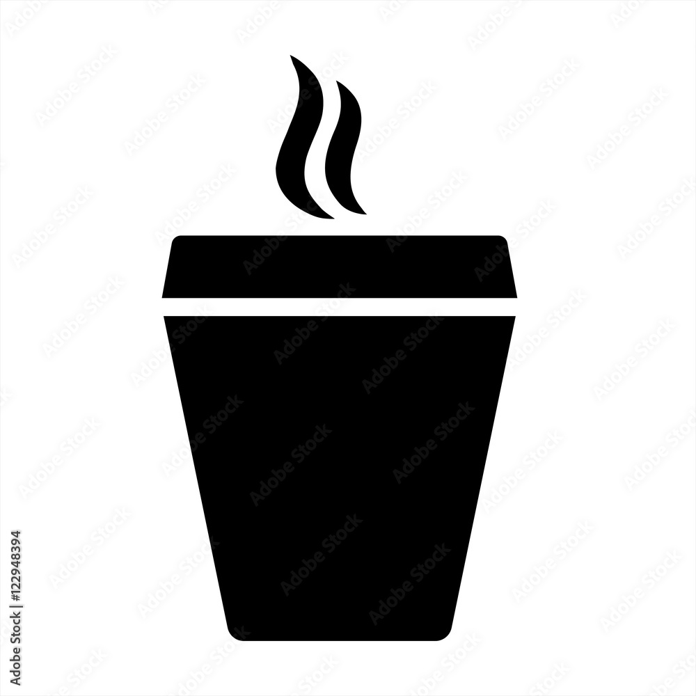 paper plastic coffee glass drink cup with steam icon black on wh paper plastic coffee glass drink cup with steam icon black on wh