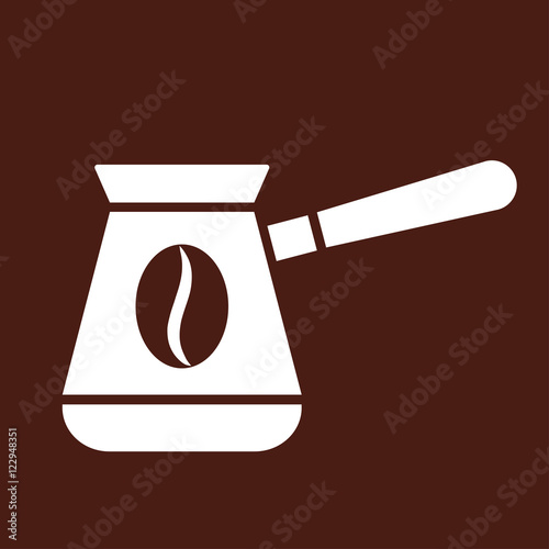 jezve turkish coffee pot with steam white icon on brown backgrou