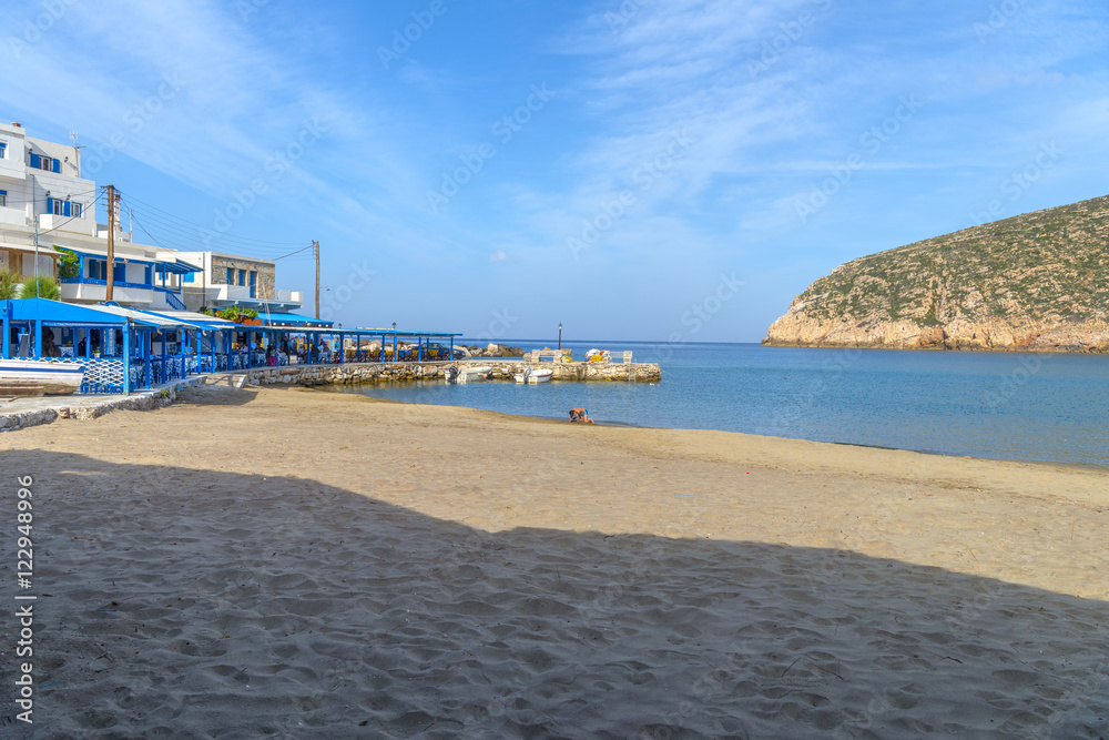 Peaceful scenery on a beautiful beach in Naxos, Cyclades, Greece
