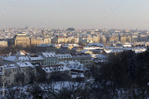 Christmas romantic snowy Prague City, Czech Republic