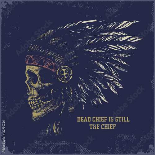 skull indian chief hand drawing style