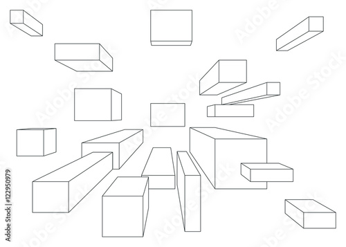 Many cubes in one point perspective