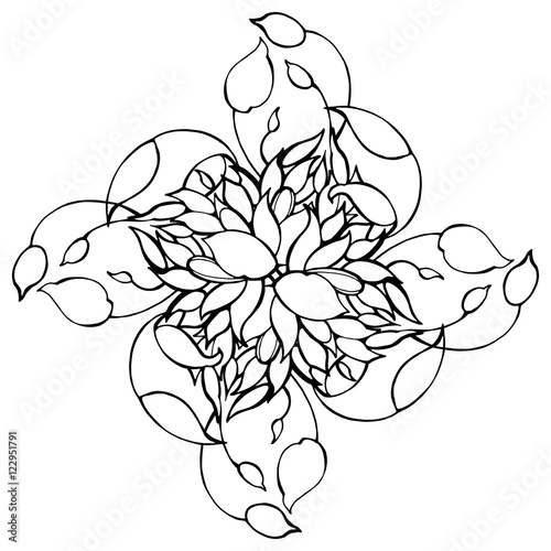 Pattern. Hand drawn graphic flowers