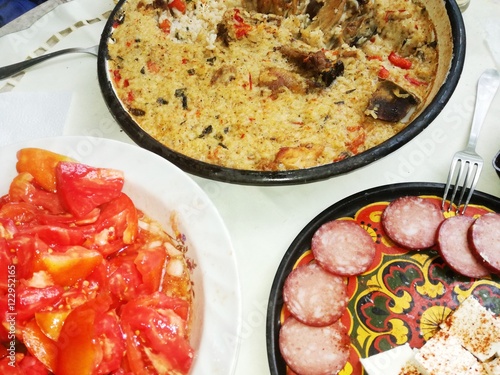 top view of traditipnal bulgarien food photo
