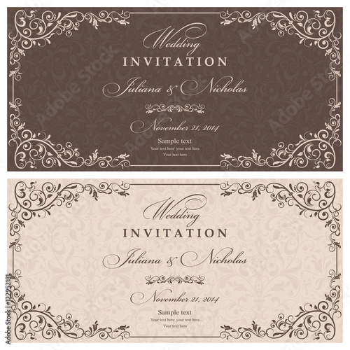 Wedding Invitation cards in an vintage-style brown