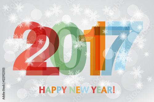 Happy New Year 2017 with snowflakes.