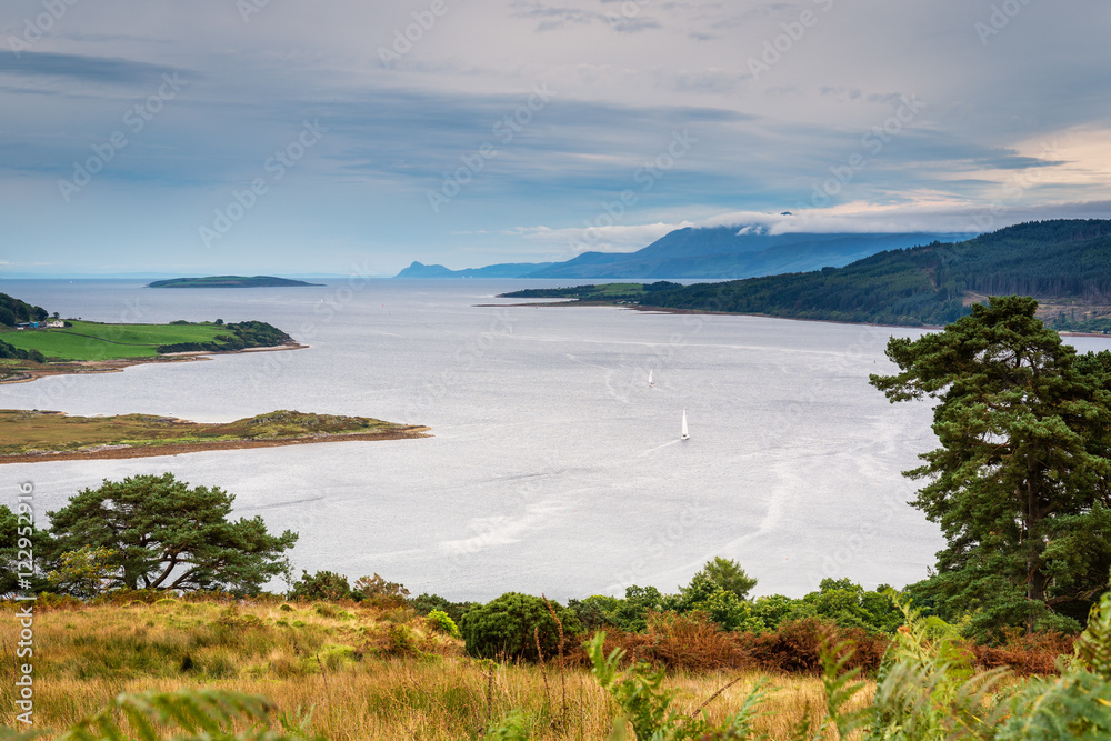 Sails on the Kyles of Bute, also known as Argyll's Secret Coast, in the Firth of Clyde, is popular for sailing