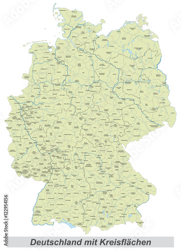 Deutschland mit Kreisflächen und Beschriftung