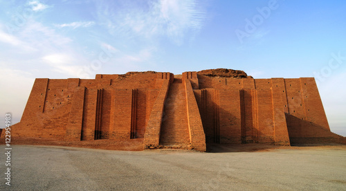 Restored ziggurat in ancient Ur, sumerian temple in Iraq photo