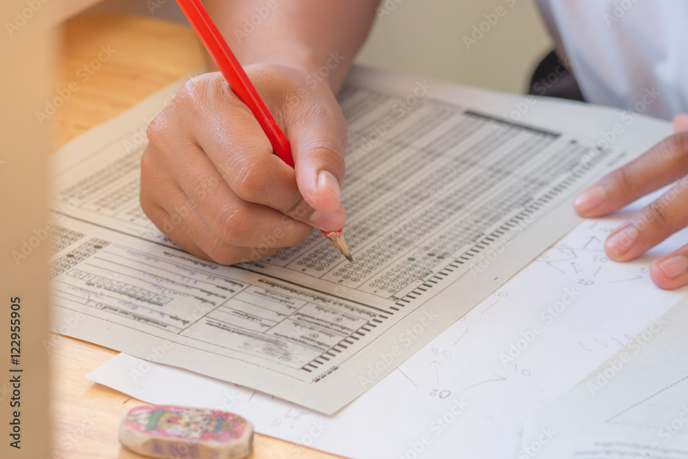 Thai student testing in exercise, exams answer sheets Thai student testing in exercise, exams answer sheets