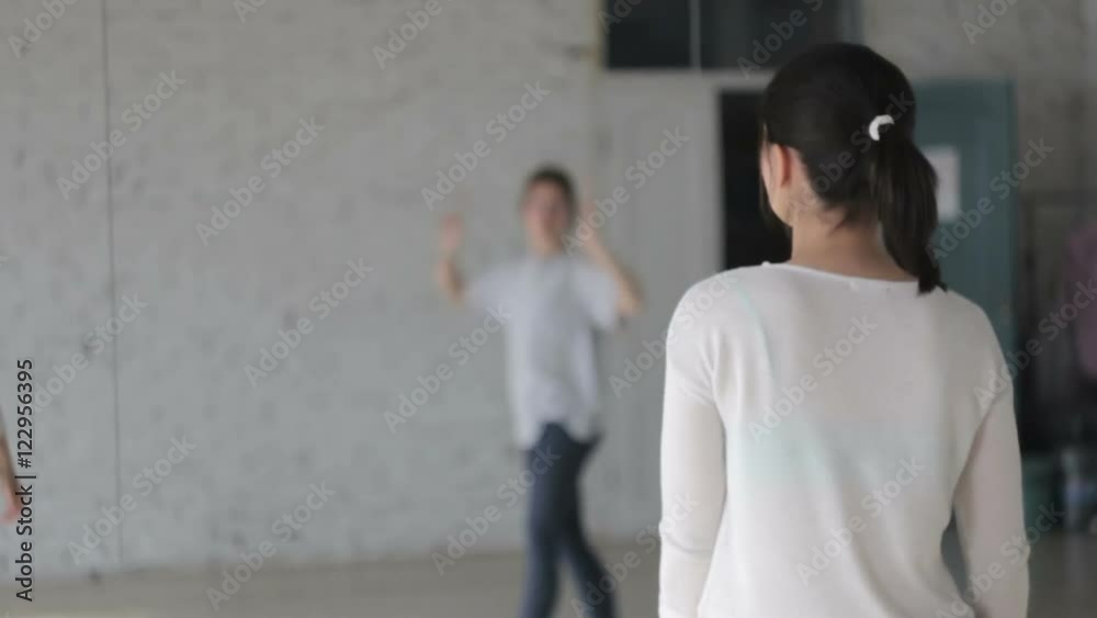 Beautiful girls learn the new dance Beautiful girls learn the new dance