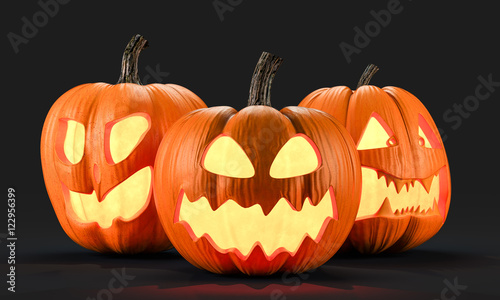 Halloween pumpkins 3d rendering