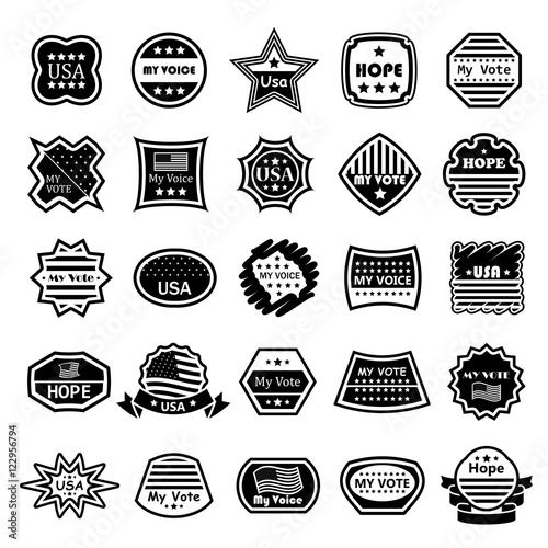 American Vote Labels Set - Isolated On White Background - Vector Illustration, Graphic Design. For Web,Websites,Print,Presentation Templates,Mobile Applications And Promotional Materials