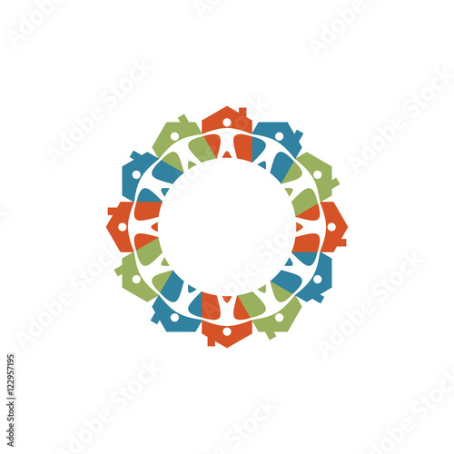 Circle House Home People Logo Vector Icon