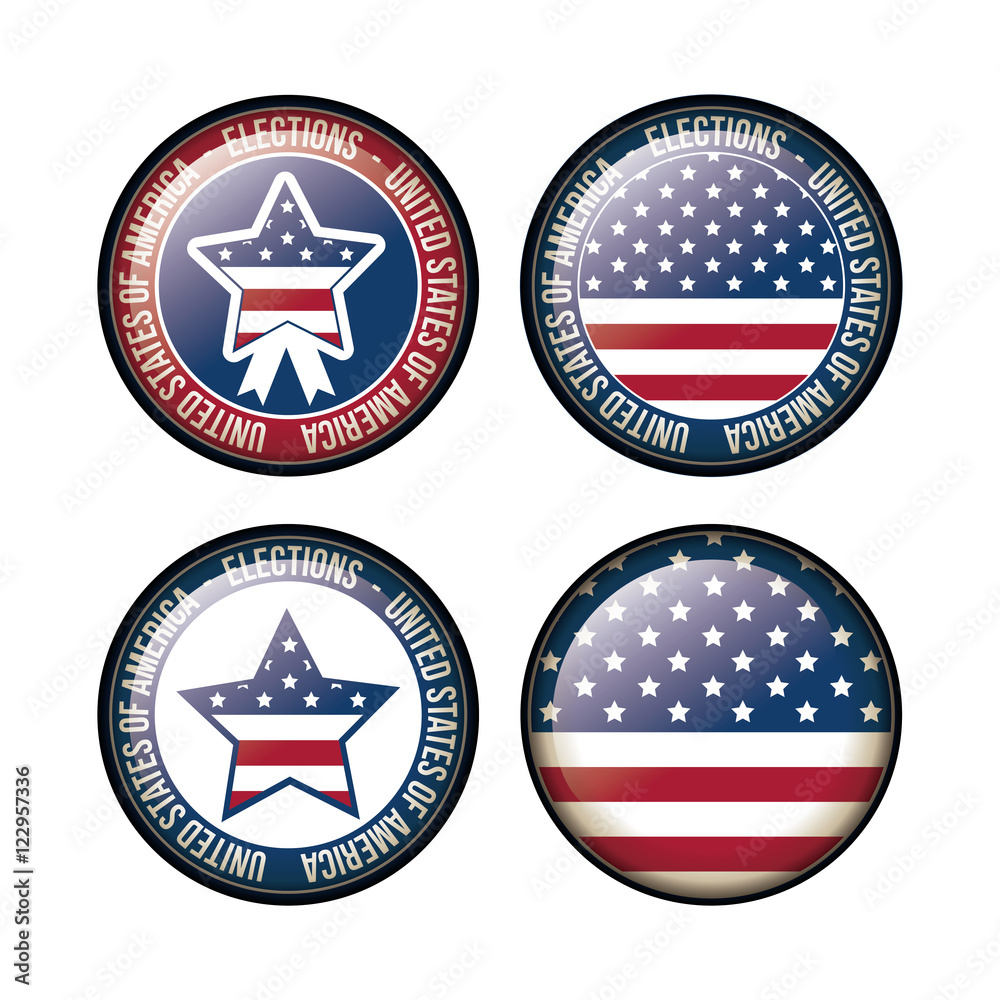 Usa flag and stars inside button icon. Vote election nation and government theme. Colorful design. Vector illustration Usa flag and stars inside button icon. Vote election nation and government theme. Colorful design. Vector illustration