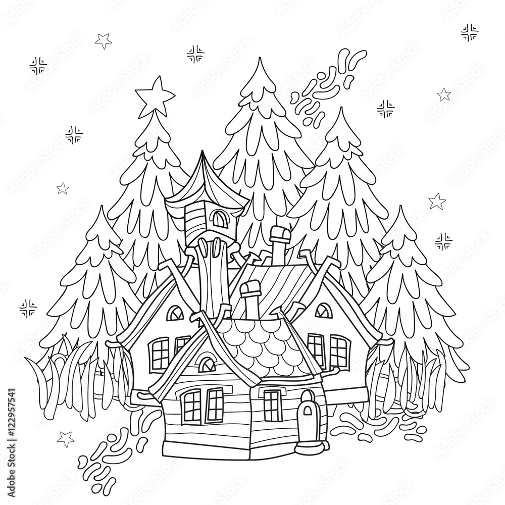 Vector cute christmas fairy tale village doodle. Vector cute christmas fairy tale village doodle.
