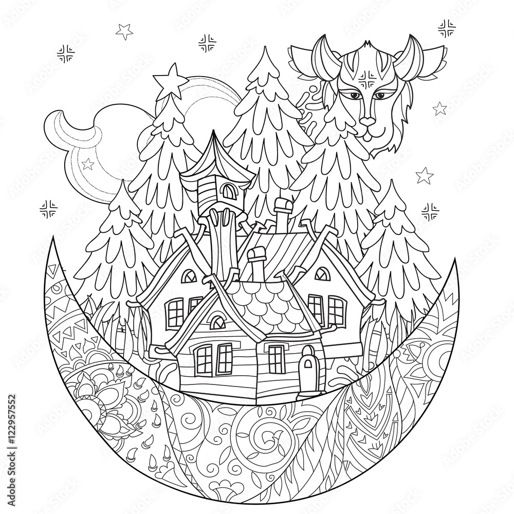 Vector cute christmas fairy tale village doodle. Vector cute christmas fairy tale village doodle.