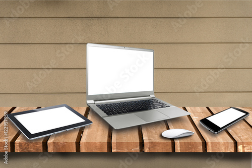 laptop,smartphone,tablet on background