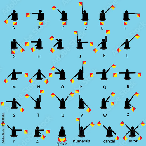 Semaphore flag signals alphabet Vector
