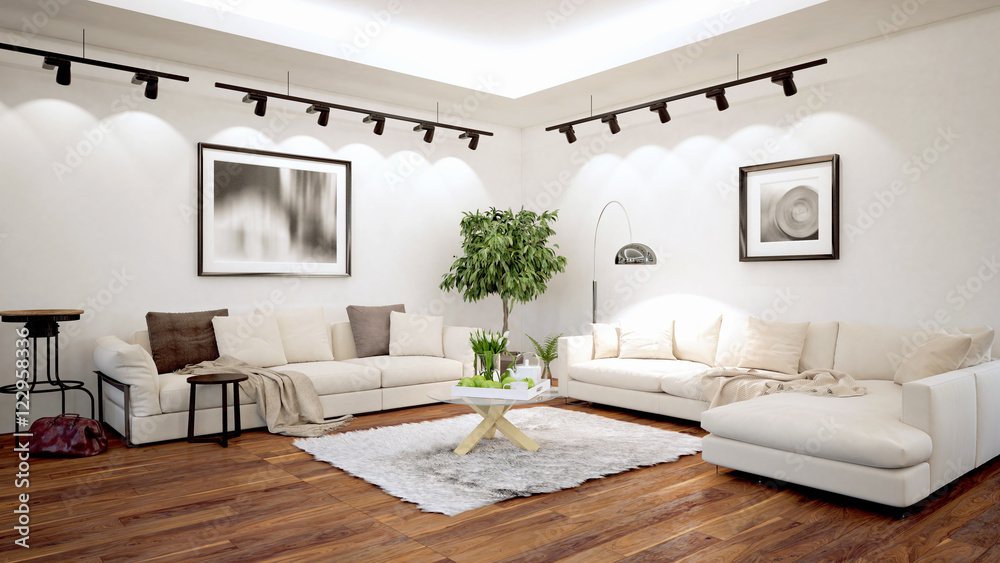 Fototapeta premium Modern bright interior . 3D rendering