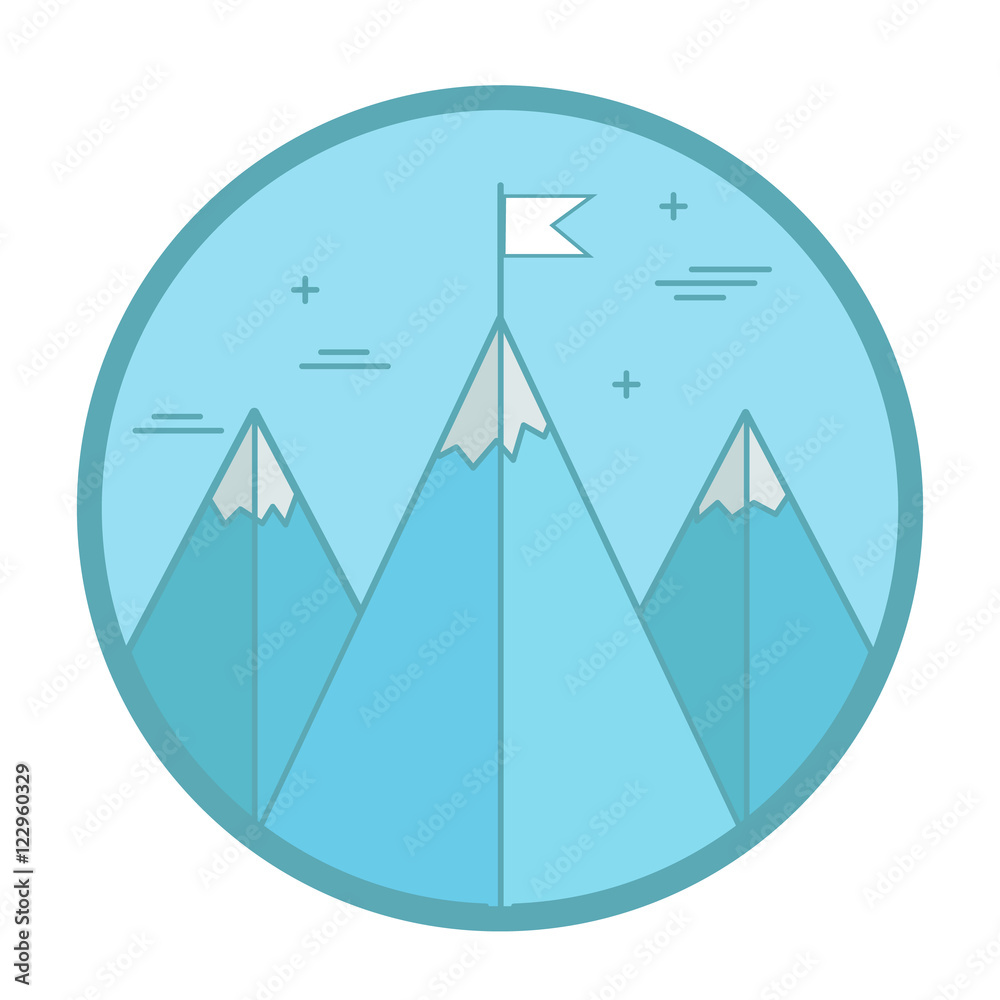 Vector mission mountain climb logo design template in trendy linear style abstract emblem and badge Vector mission mountain climb logo design template in trendy linear style abstract emblem and badge