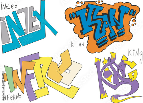 Index, klan, inferno and king graffiti