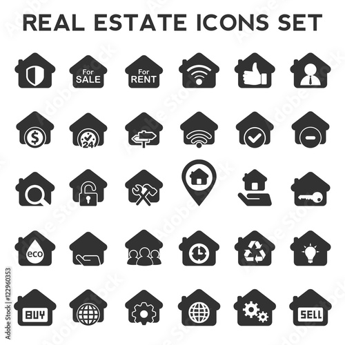 Real Estate icons. Vector illustration of houses