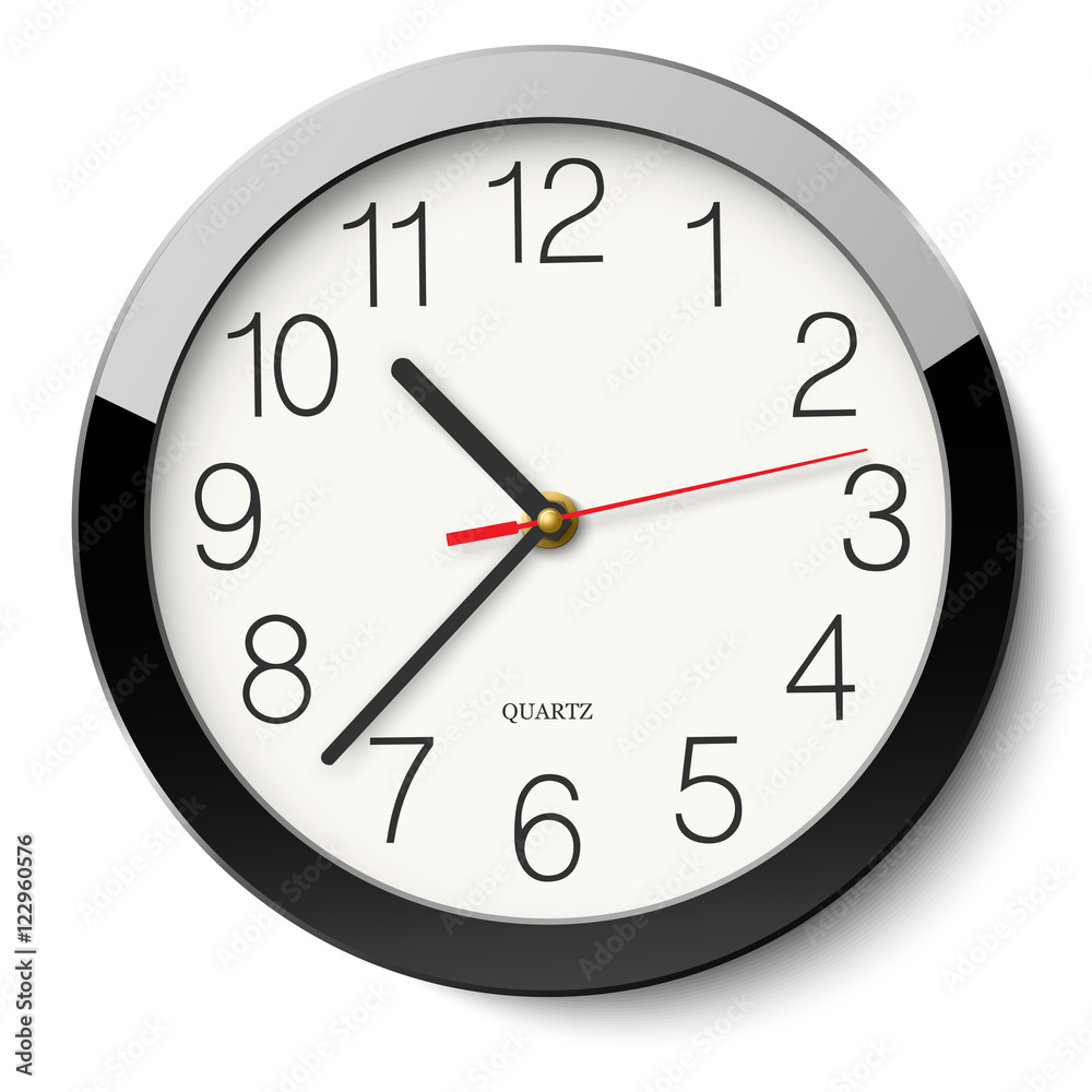 Round wall clock without divisions in black glossy body isolated Round wall clock without divisions in black glossy body isolated