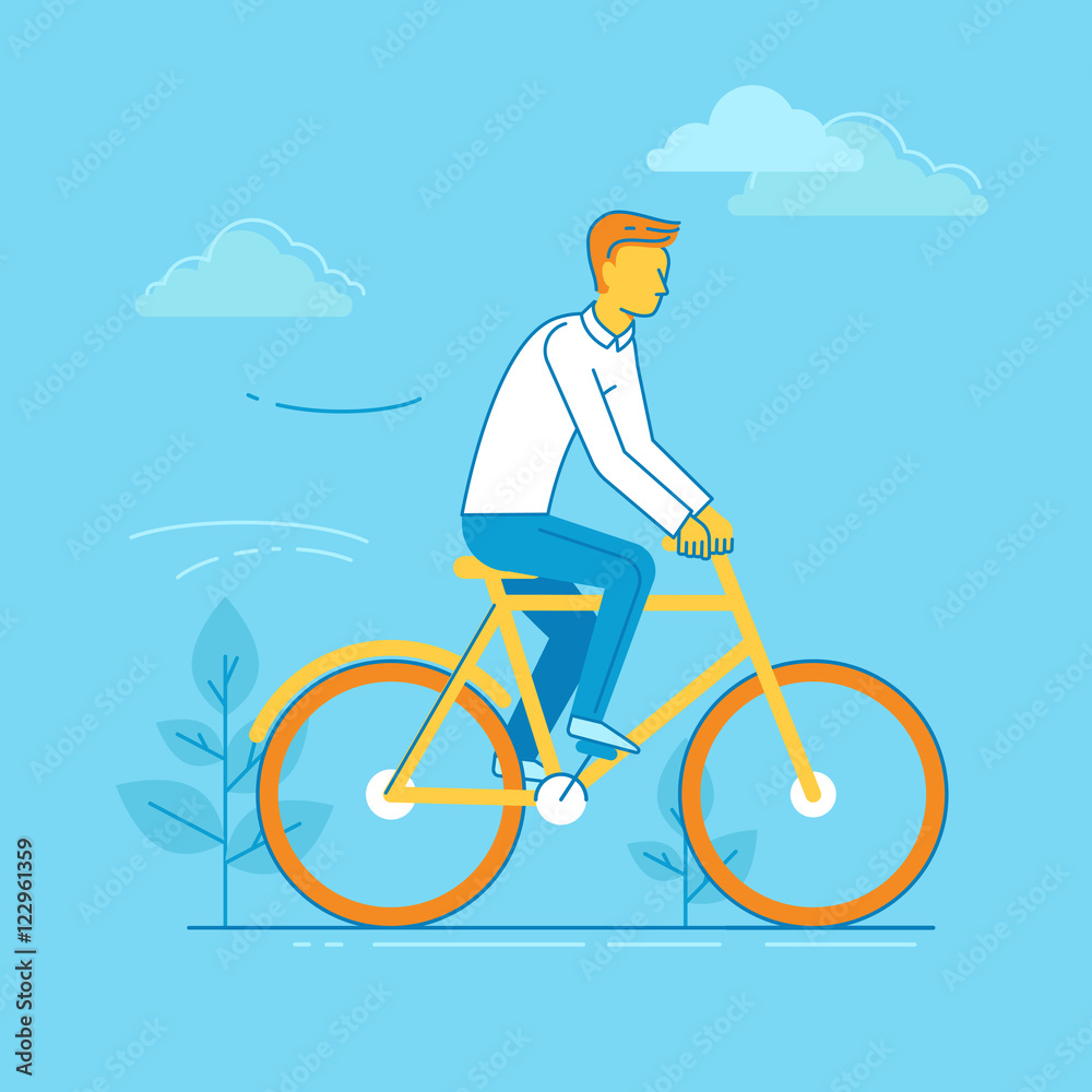 Vector illustration - man riding bicycle Vector illustration - man riding bicycle