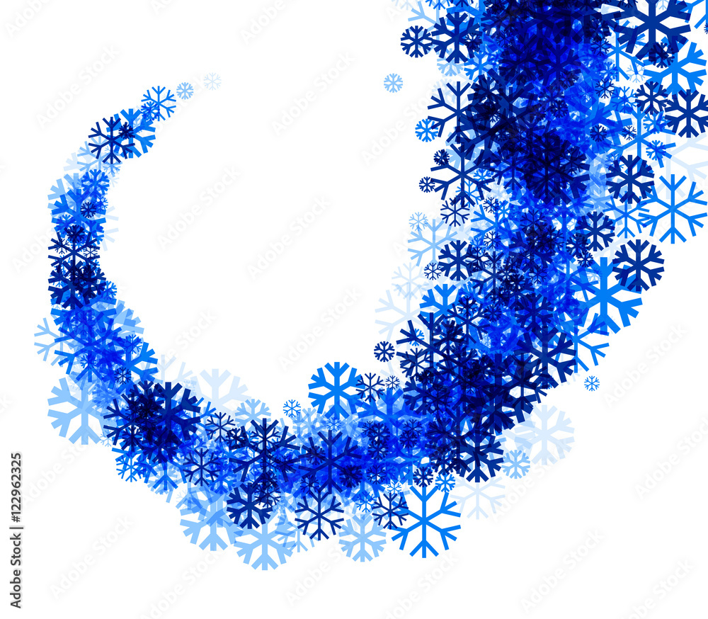 Winter background with blue snowflakes.