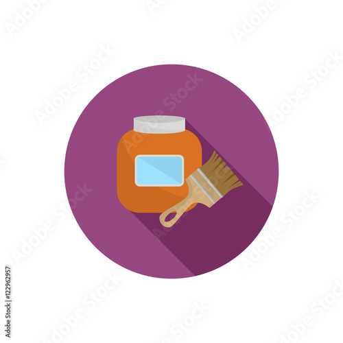Color glue jar with brush flat icon. Stock Vector icon. Illustration for web and mobile design