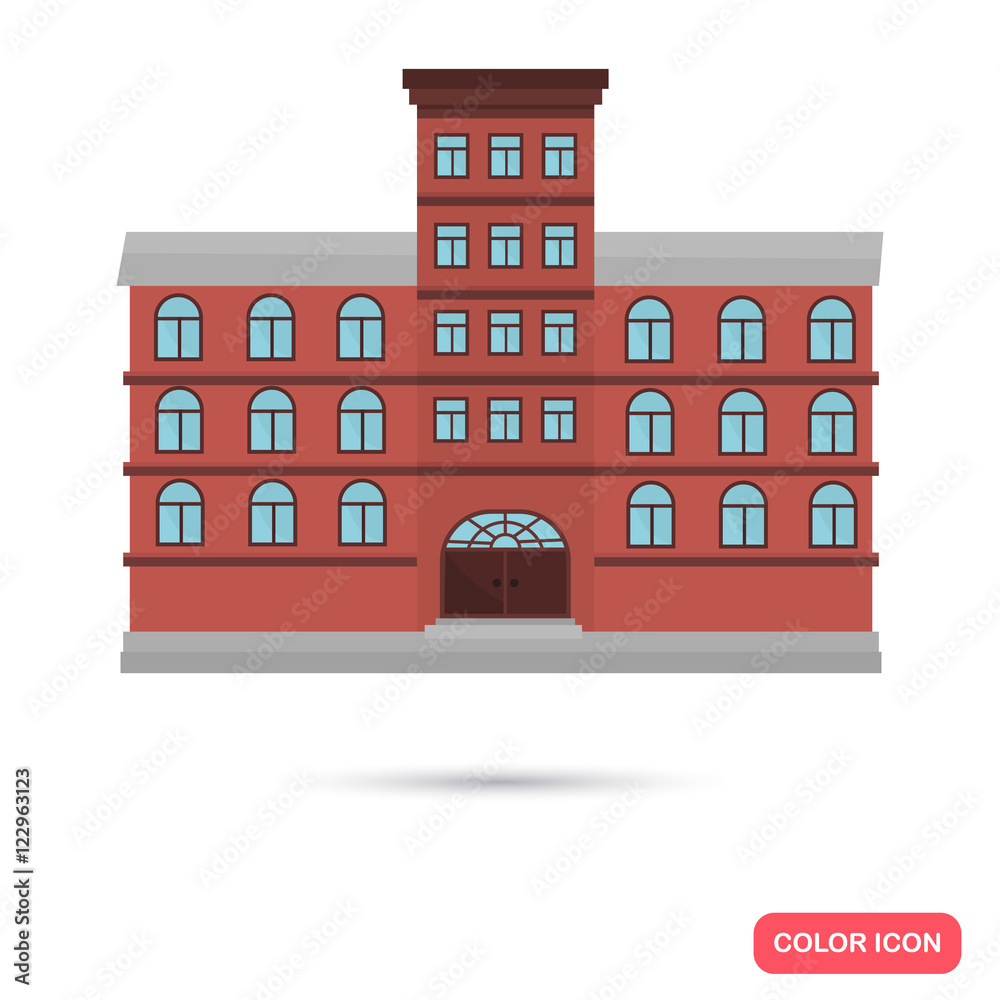 Color school building flat icon. Stock Vector icon. Illustration for web and mobile design