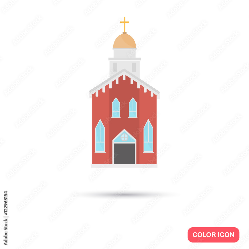 Color church building flat icon. Stock Vector icon. Illustration for web and mobile design