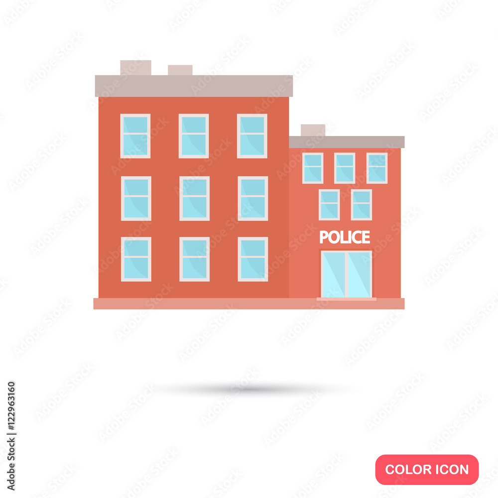 Color police building flat icon. Stock Vector icon. Illustration for web and mobile design